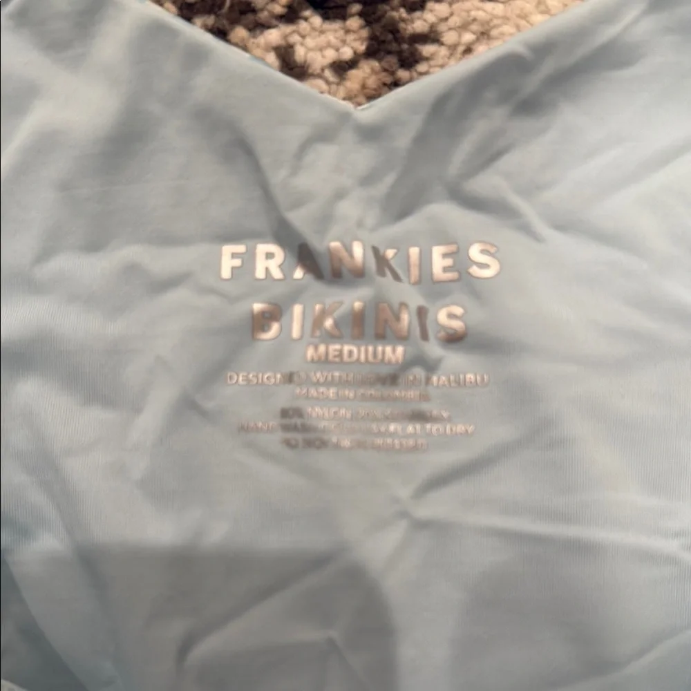 Frankie's Bikinis Light Blue Floral Crochet Triangle Bikini